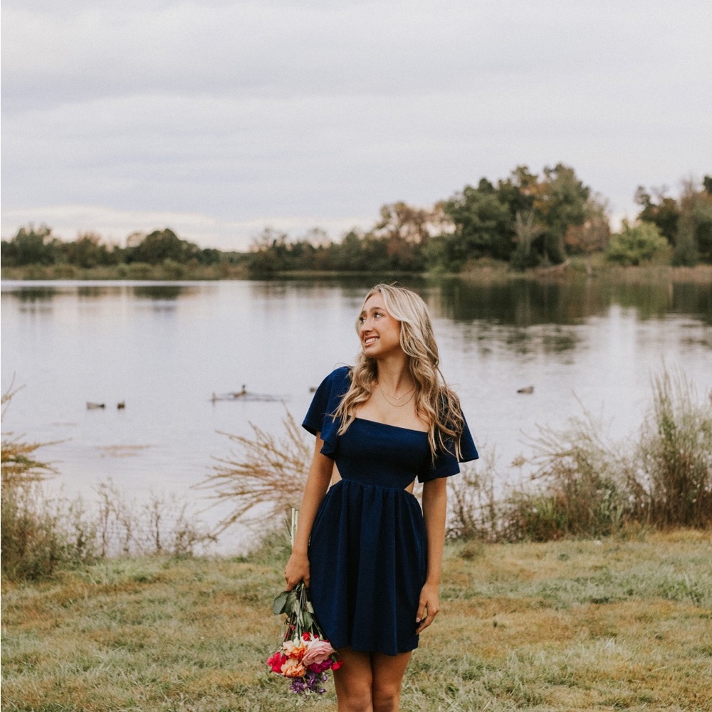 Altar'd State Navy Blue Midi Dress